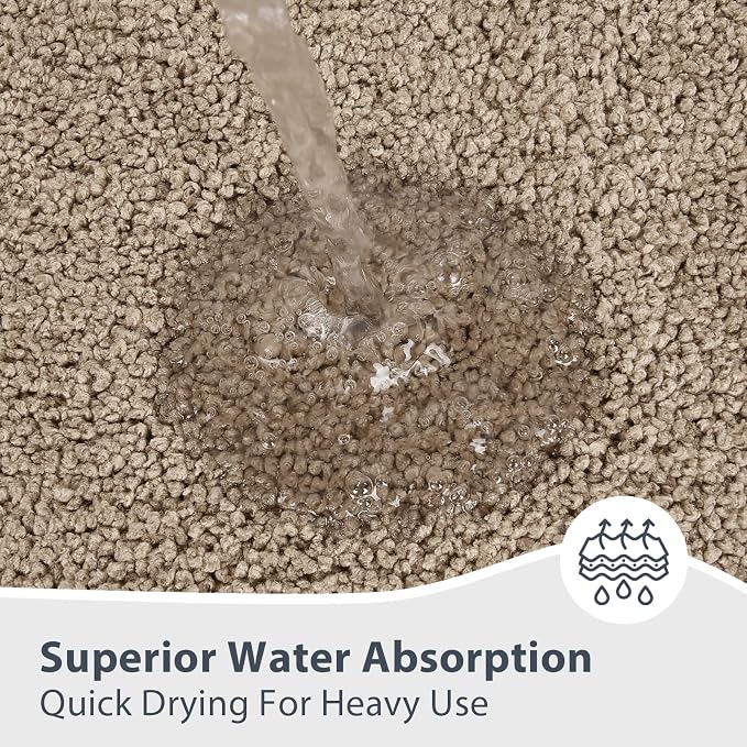 anllugs Bathroom Rugs 30" x 60", Non-Slip Extra Soft Absorbent Bath Rugs, Machine Washable Quick Dry Bath Mats for Bathroom Floor, Shower, Bathtub and Sink, Taupe & Dark Brown