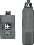 Mini IFAK Pouch, Compact Empty First Aid Organizer with Elastic Loops and Pull Tab, Portable EDC Micro Trauma Pouch for Pocket Backpack and Outdoor Carry