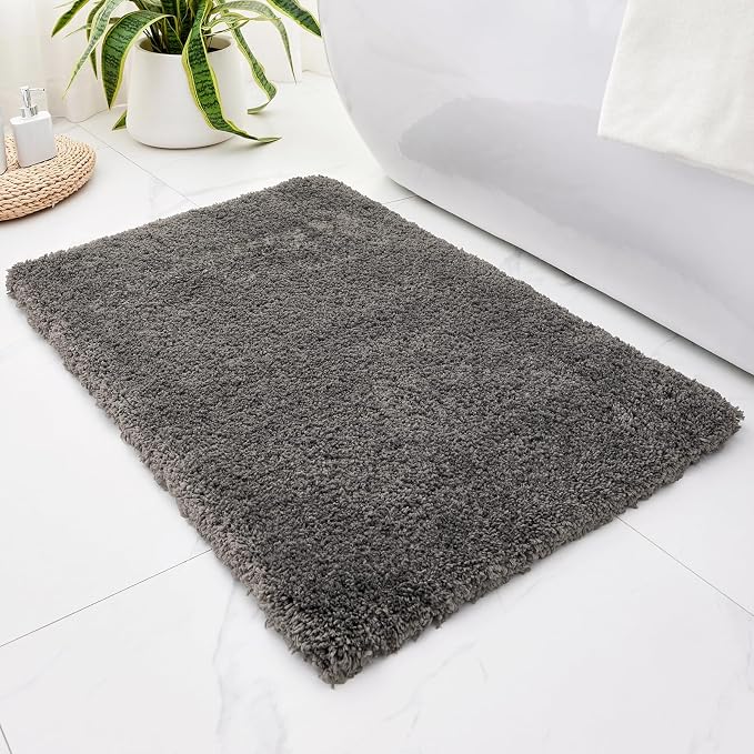 Disolla Bathroom Rug 24x36 - Non-Slip Plush Thick Bath Mat, Highly Absorbent & Ultra Soft Fluffy Floor Mat, Machine Washable for Shower and Tub, Dark Grey