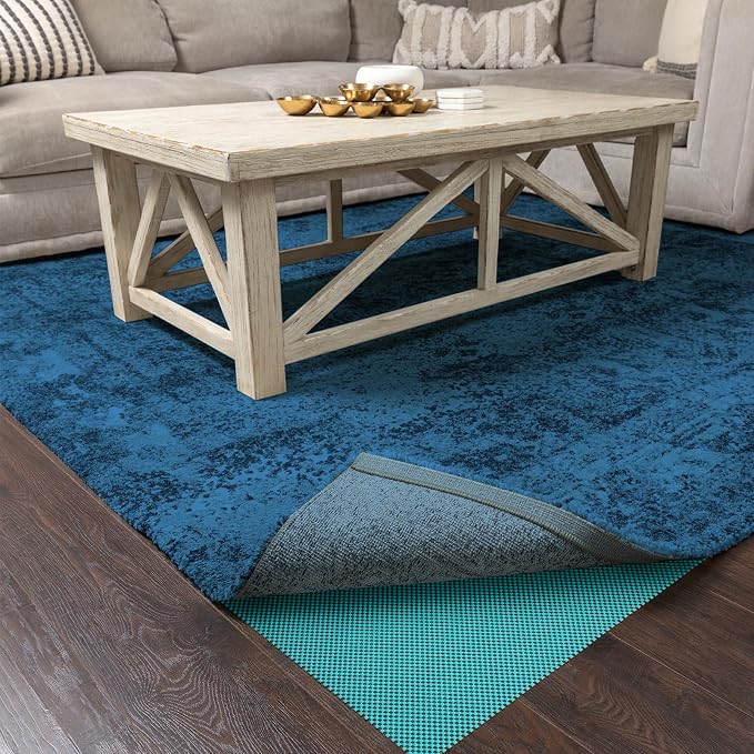 Veken 6x9 Ft Rug Pad Gripper for Hardwood Floors, Non Slip Cyan Rug Pads for Area Rugs, Thick Rug Grippers for Tile Floors, Under Carpet Anti Skid Mat, Keep Your Rugs Safe and in Place