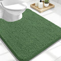 OLANLY Toilet Rugs U-Shaped 24x20, Extra Soft Absorbent Chenille Contour Bathroom Rugs for Toilet, Dry Quickly, Machine Washable, Non-Slip Bath Mat, Olive Green
