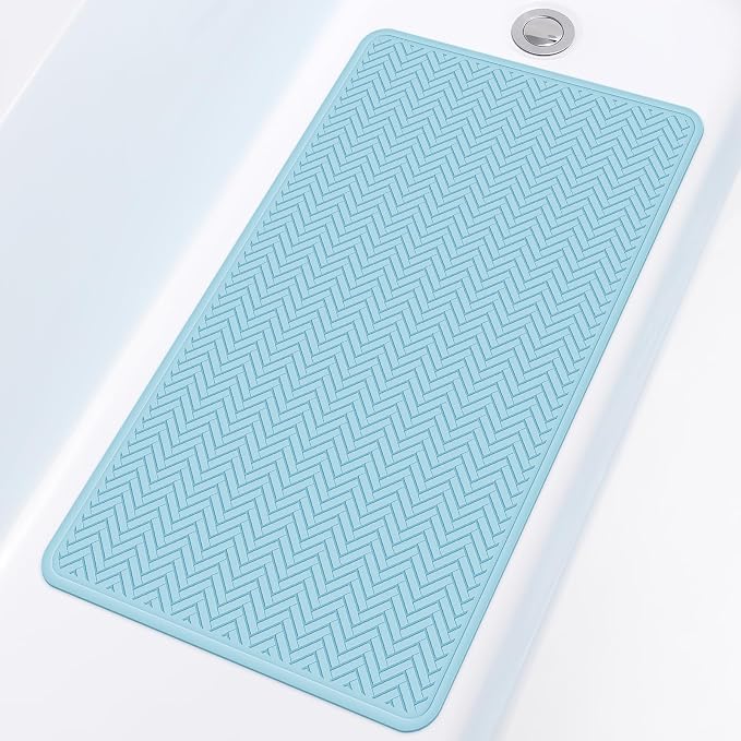 OTHWAY Bathtub Mat Non Slip, 27" x 17" Bath Mat for Tub, Machine Washable Shower Anti Slip Mat with 246 Strong Suction Cups (Lake Blue)