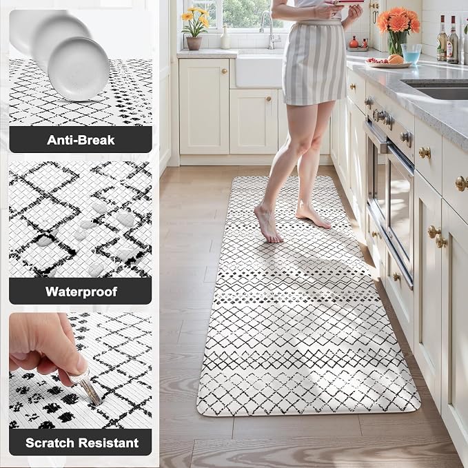 KIMODE Kitchen Mats for Floor Anti Fatigue, Geometric Kitchen Runner Rugs Non Slip, Padded Kitchen Floor Mats, Memory Foam Kitchen Mats Cushioned, Standing Desk Mat for Laundry Office Sink 24"x59"