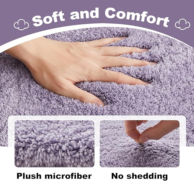 TYUU Bathroom Rugs Non Slip Washable, Ultra Soft Super Absorbent Quick Dry Small Bath Mat with Rubber Backing for Bathroom Floor, Shower, or Sink, Lavender 24" x 36"