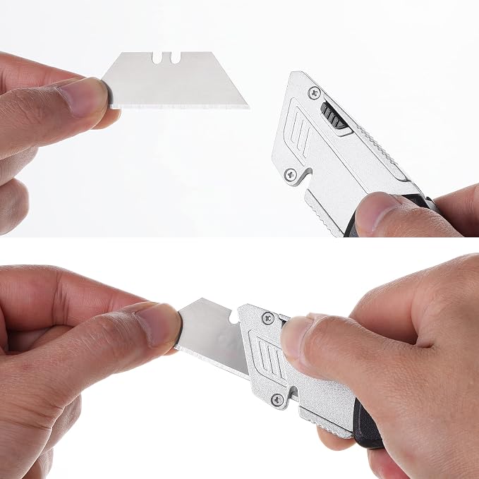 Bates Box Cutter - Folding Utility Knife With 3 Extra Blades, Retractable