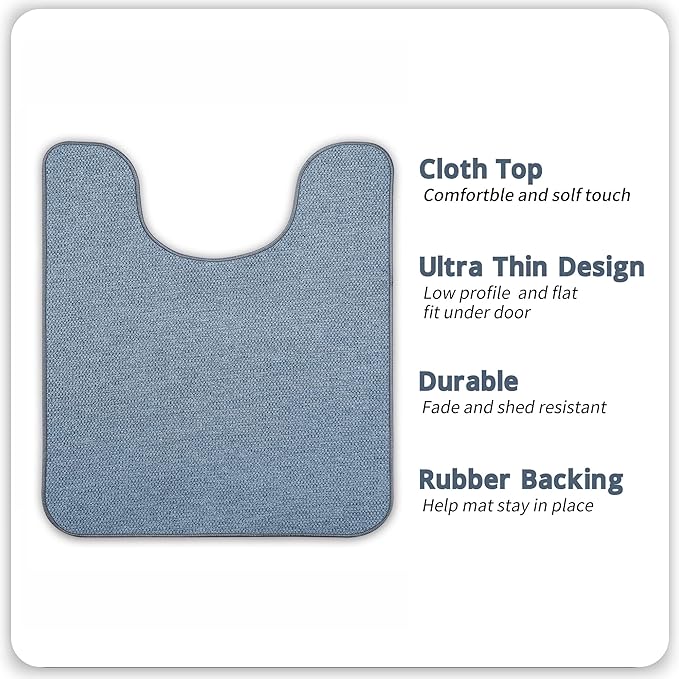 Bosap Toilet Rugs U Shaped Bathroom Rug,Machine Washable Non Slip Quick Dry Super Absorbent Ultra Thin Toilet Mats for Bathroom Toilet.Blue,1'8"x2'(20x24inch)