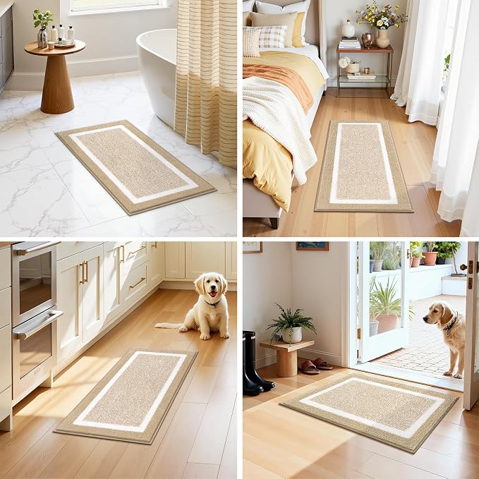 Pauwer Bathroom Rugs Sets 3 Piece Bathroom Shower Rugs with U-Shaped Contour Toilet Mat Absorbent Microfiber Plush Bath Mats Non Slip Bath Rugs Machine Washable Shaggy Bath Floor Mats