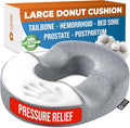 5 STARS UNITED Donut Pillow for Tailbone Pain & Hemorrhoids – Large Memory Foam Seat Cushion for Bed Sore-Prone Areas & Pressure Relief – Prostate, Postpartum & Pregnancy Support, Gray Cotton Cover