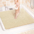 LuxStep Shower Mat Bathtub Mat,24x24 inch, Non-Slip Bath Mat with Drain, Quick Drying PVC Loofah Bathmat for Tub,Shower,Bathroom (Phthalate Free,Khaki)