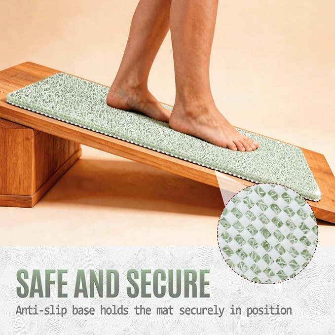 Joyhalo Shower Mat Bathtub Mat Non Slip, Bathmats Non Slip, Quick Drying Foot Scrubber Loofah Mats for Shower, Tub, Bathroom, Home,30x17inch, Mint Green