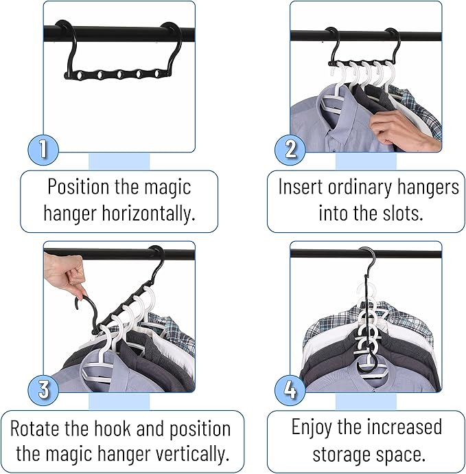 Mr. Pen- Space Saving Hangers, 8 pcs, 360° Rotating Hooks, Magic Cascading Hanger Organizer with 5 Enclosed Slots, Closet Organizers and Storage for Clothes, College Dorm Room Essentials