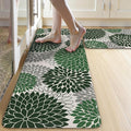Anti Fatigue Kitchen Mat 2PCS,Boho Dahlia Floral Kitchen Rugs Non Slip Rubber Backing,Waterproof Farmhouse Kitchen Mat for Floor,Cushioned Standing Mat Christmas Decor for Laundry,Sink,Desk,Green