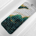 LNOND Marble Bath Tub Mat Non Slip, Extra Long 40 X 16 Inch Anti Slip Mat for Bathtub, Green and Gold Marble Shower Mat with Drain Holes and Suction Cups, Machine Washable
