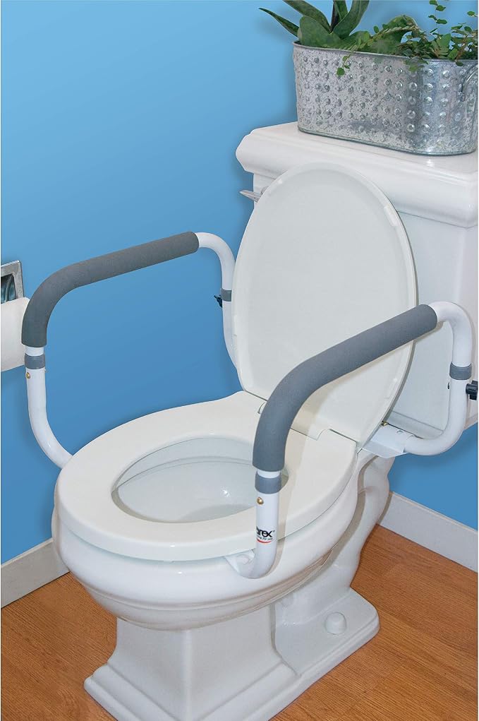 Carex Toilet Safety Frame -Safety Rails with Adjustable Width - Toilet Rails for Elderly, Handicap, Home Health Care Equipment After Surgery, Supports 300lbs (Pack of 2)