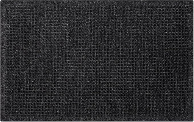 Black Long Bathroom Rug - Waffle Runner Bath Mat Non Slip Washable, Super Absorbent & Quick Dry, Boho Bath Mat Farmhouse Bathroom Decor, 24'' x 72'', Black