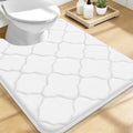 OLANLY Memory Foam Toilet Rugs U-Shaped 24x20, Ultra Soft and Absorbent Bathroom Rugs, Non-Slip, Comfortable, Machine Washable Contour Bath Mat for Toilet Base, Home Decor Accessories, White