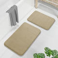 Yimobra Memory Foam Bathroom Rugs Sets 2 Piece - Super Soft Absorbent Quick Dry Bath Mat Set, Machine Washable Non Slip Floor Carpet for Tub Shower & Single Sink (17x24 & 31.5x20 Inch, Pale Khaki)