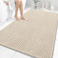 OLANLY Bathroom Rug Mat 59x35, Thick Soft and Absorbent Chenille Bath Mat, Non-Slip Rubber Backing, Machine Washable Quick Dry Bath Rugs for Tub Shower Floor, Home Decor Accessories, Sand