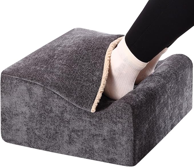 Foot Rest for Under Desk at Work, Office Footrest with Warm Feet Pocket,Ergonomic Under Desk Footrest with Washable Cover, Stool for Office Chair & Back &Pain Relief (Dark Gray+)