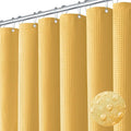 Dynamene Long Fabric Shower Curtain - 78 inch Long Waffle Weave Weighted Cloth Shower Curtains for Bathroom, Neutral Heavy Duty Hotel Spa Luxury Bath Curtain Set with 12 Hooks, 72x78, Gold