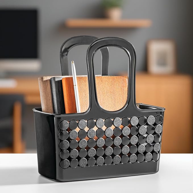 iDesign Portable Shower Tote Caddy for College Dorm or Bathroom, Set of 3, Black, Made in USA