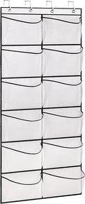 KIMBORA Over The Door Shoe Organizer 12 Large Mesh Pockets Boots Hanging Storage Shoe Rack for Closet White