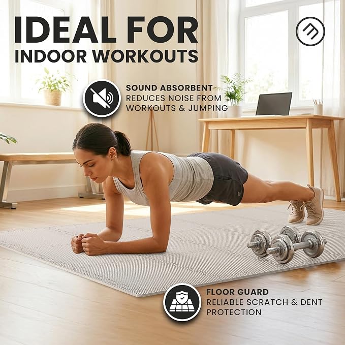 bemaxx Gym Mats Set - 18 pcs EVA Interlocking Foam Floor Tiles (12.6"x12.6"x0.4") 18sqft Protective Gym Flooring Sports Home Workout Exercise Mats Puzzle Garage Fitness Play-Room Pool Treadmill Bike