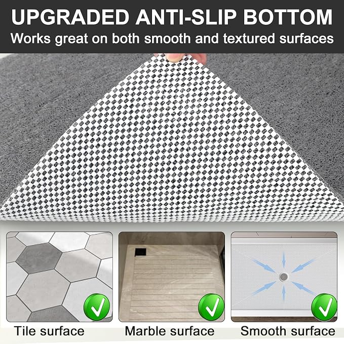 Extra Large Square Shower Mat for Inside Shower, 36 x 36 Inch Shower Floor Mat with Center Drain Hole, Designed for Walk-in Showers, Non-Slip Loofah Mat with Wide Coverage for Stable Standing