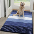 Kitinjoy Indoor Outdoor Door Mat, 48x30 Non-Slip Absorbent Dirt Trapper, Low-Profile Washable Inside Entrance Front Floor Mat, Sturdy Soft Entry Dotted Ombre Doormats for Entryway, Navy Blue