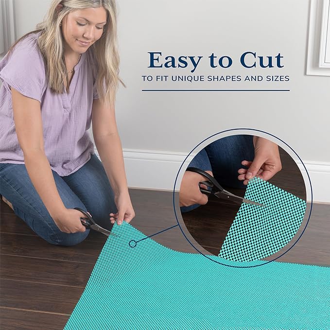 Veken 5x7 Ft Rug Pad Gripper for Hardwood Floors, Non Slip Cyan Rug Pads for Area Rugs, Thick Rug Grippers for Tile Floors, Under Carpet Anti Skid Mat, Keep Your Rugs Safe and in Place