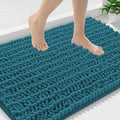 Smiry Bathroom Rugs Mat 36x24, Extra Soft Absorbent Chenille Bath Rugs, Non Slip Rubber Backing Machine Washable Quick Dry Bath Mats for Bathroom Floor, Tub, Shower, Home Decor Accessories, Lake Blue