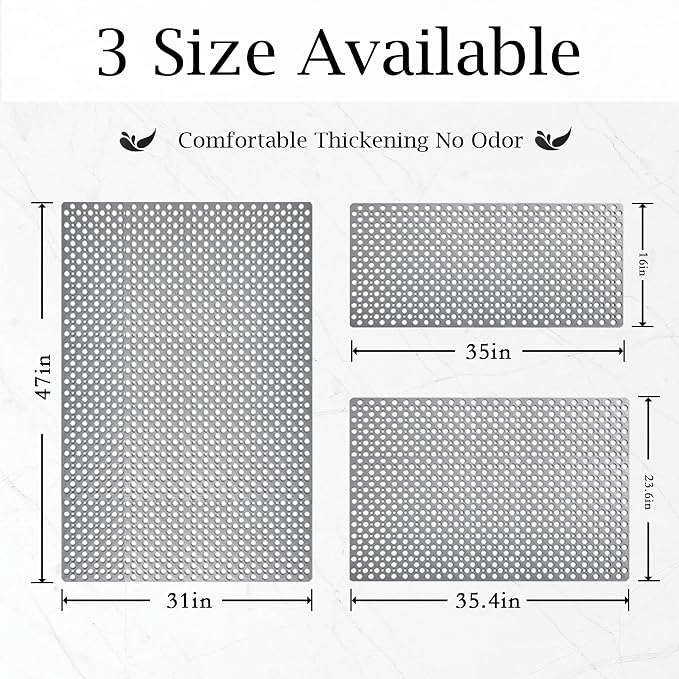 Tiamo Non Slip Large Shower Mat 35.4"*23.6", TPE Bath Mats for Inside Outside Shower,Extra Large Bathtub Mat with Suction Cups and Big Drain Holes