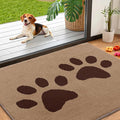 Smiry Dog Door Mat for Muddy Paws, Absorbs Moisture and Dirt, Low-Profile Entryway Mat with Non-Slip Backing, Entry Indoor Outdoor Doormat for Inside Floor (40x32 Inches, Beige, Paw