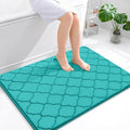 OLANLY Memory Foam Bath Mat Rug 40x32, Ultra Soft and Absorbent Bathroom Rugs, Non-Slip, Comfortable, Machine Washable Bath Carpet for Bathroom Floor, Tub, Shower and Home Decor Accessories, Teal