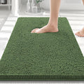 Smiry Luxury Chenille Bathroom Rugs 30x20, Extra Soft and Absorbent Shaggy Bath Mat, Machine Washable, Non-Slip Plush Carpet Runner for Tub, Shower, and Floor, Home Decor Accessories, Olive Green