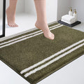 PURRUGS Bathroom Rug Non-Slip Machine Washable 24" x 36", Super Absorbent and Quick Dry Shaggy Microfiber Bath Mat, Extra Soft and Plush Bath Rug for Bathtub, Shower, and Sink, Olive Green