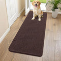 Smiry Dog Door Mat for Muddy Paws 54x24, Absorbent Dirt Trapper, Non-Slip Washable Chenille Entryway Rug for Inside Floor, Brown, Classic Solid