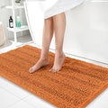OLANLY Thick Bathroom Runner Rugs 44x24, Extra Absorbent Chenille Striped Bath Rugs, Rubber Backing, Machine Wash Dry, Long Bath Mats for Bathroom Floor, Tub and Shower, Home Decor Accessories, Clay