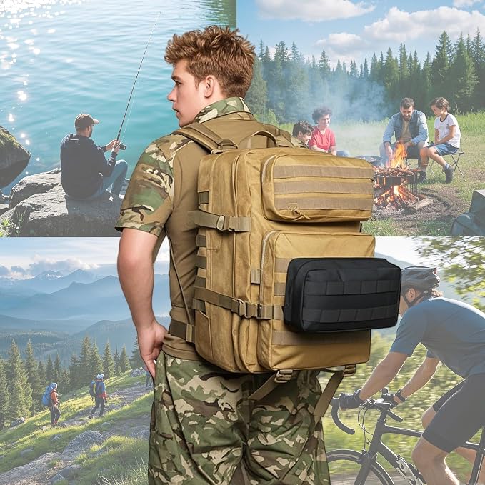 2 Pack Tactical Molle Admin Pouch with US Flag Patch and Keychain - Utility Laser Cut Tactical EDC Tool Pouch Bag Horizontal Modular Pouches Utility Tool Pouch