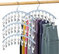 Volnamal Legging Organizer for Closet, Metal Yoga Pants Hanger w/Rubber Coated 4 Pack w/10 Clips Hold 40 Leggings, Hangers Space Saving Hanging for Closet Organizers and Storage, Blue