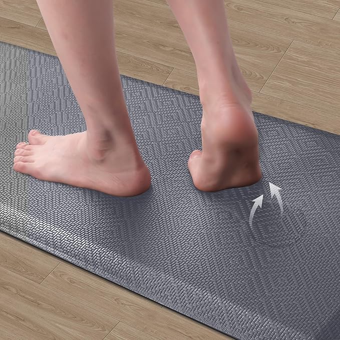 Mattitude Kitchen Mat Cushioned Anti-Fatigue Floor Mat Water Resistant Non-Slip Mats and Rugs Standing and Comfort Desk Mats for House Sink Office Laundry (Light Grey, 17.3"x60")