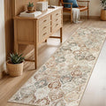 Lahome Moroccan Hallway Rug, 2'5''x8' Kitchen Runner Rugs Non Skid Washable Runners for Hallways, Ultra-Thin Oriental Carpet for Entryway Laundry Room Bedroom Bathroom Elise, Khaki