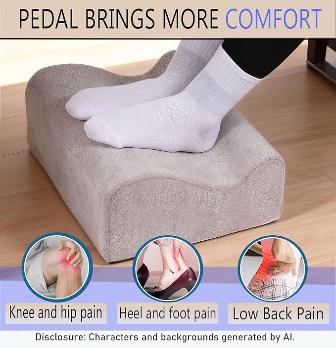 Foot Rest for Under Desk at Work,At Work Soft Ergonomic Footrest,Support Foot Pillow,Heel Chair,Leg Elevation Pillow (Light Grey)