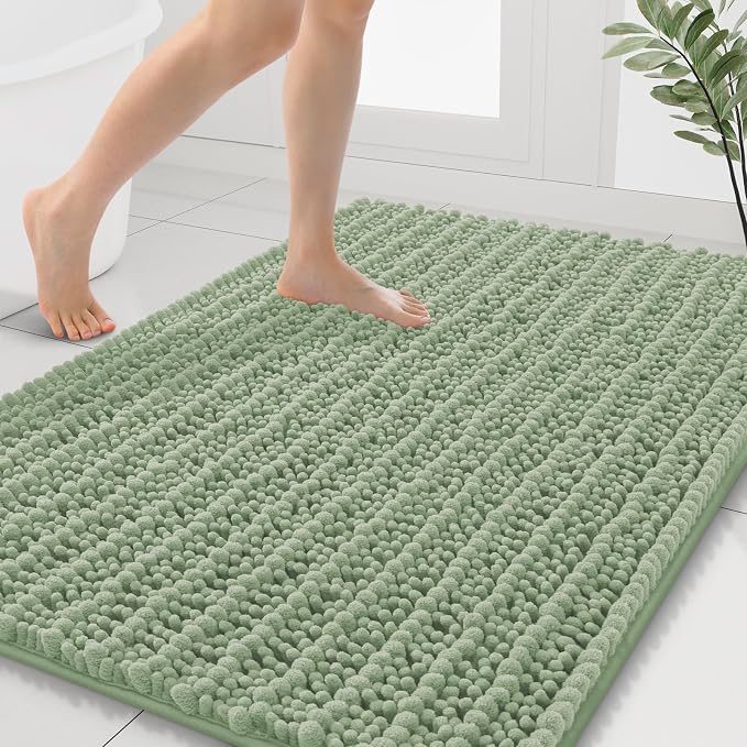 Smiry Bathroom Rugs Mat 40x32, Extra Soft Absorbent Chenille Bath Rugs, Non Slip Rubber Backing Machine Washable Quick Dry Bath Mats for Bathroom Floor, Tub, Shower, Home Decor Accessories, Sage Green