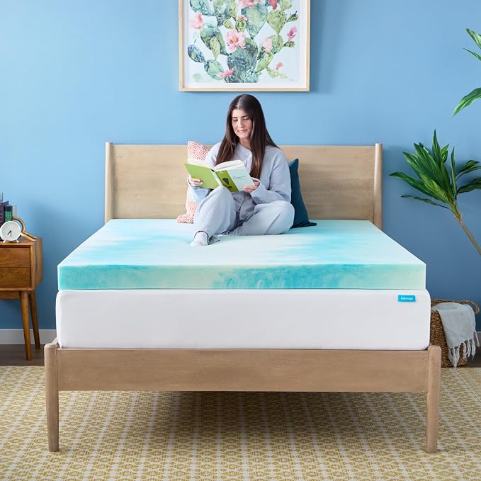 Linenspa 4 Inch Swirl Gel Memory Foam Mattress Topper, Twin XL Size – Cooling Gel Infused, Ventilation Holes – Pressure Relieving Bed Topper – CertiPUR Certified – Dorm Room Essentials