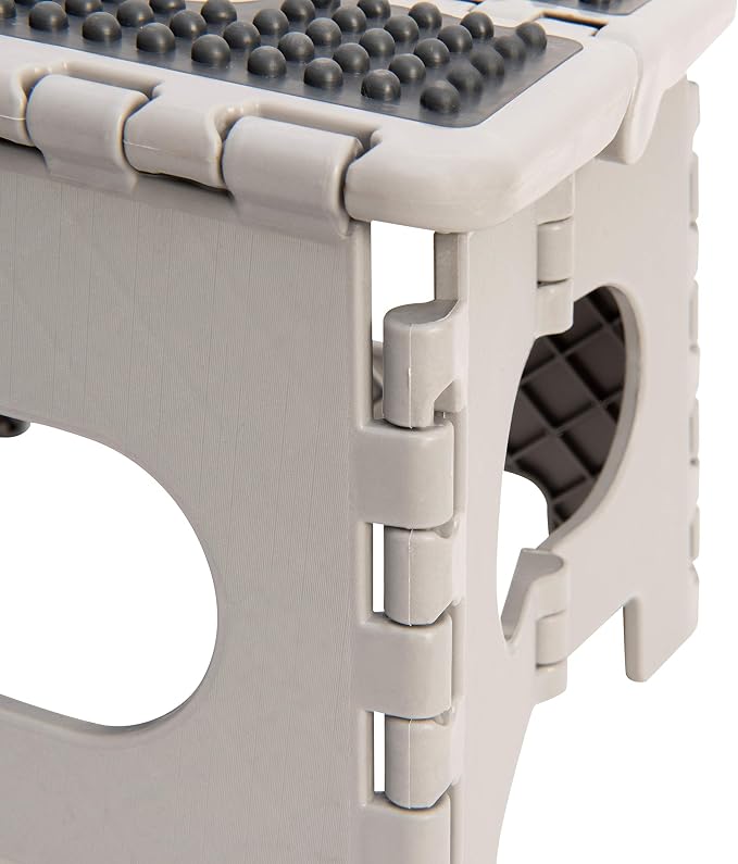 Simplify 9 Inch Ant-Skid Folding Step Stool | Collapsible | 200 Pound Capacity | Durable | Portable | Kitchen | Bathroom | Garage | White