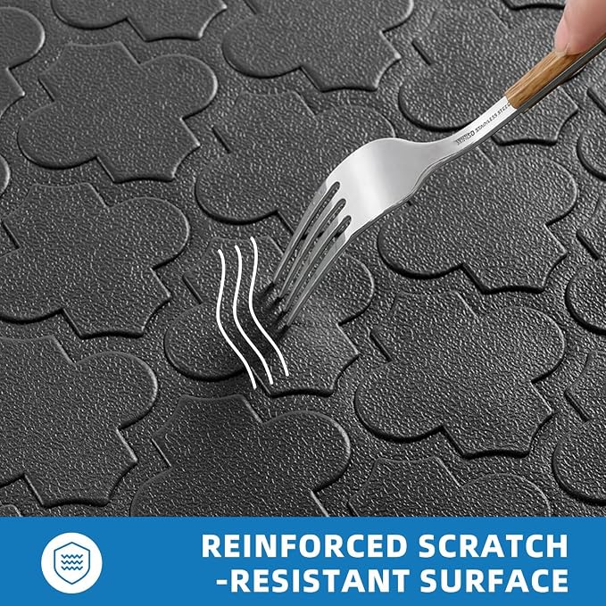 Kitchen Mats for Floor 2 Piece - Anti Fatigue Mats for Kitchen Floor - Non Slip Cushioned Rugs for Standing, Office, Sink, Laundry, Black
