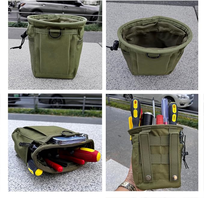 Small Tool Pouch,Utility Tool Bag, Small Toolbox, Screw Driver, Plier Organizer, Flashlight Holster and Knife Holder, Tool Belt Pouches for Electrician,Contractor,Plumber,Carpenter,Home Use(Green)