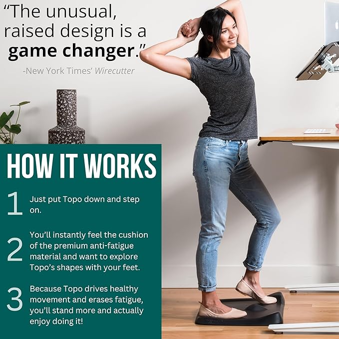 Topo Mini by Ergodriven | The Smaller Not-Flat Standing Desk Anti-Fatigue Mat with Calculated Terrain (Altostratus Grey)