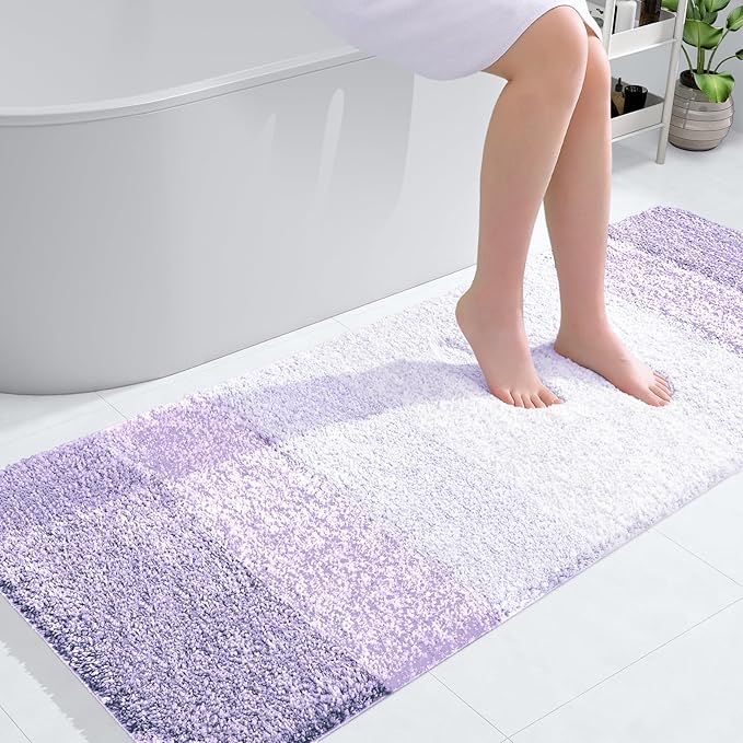 OLANLY Large Bathroom Rugs Mat 54x24, Extra Soft Absorbent Microfiber Bath Rug, Rubber Backing, Quick Dry, Washable Bath Mats for Bathroom Floor, Tub and Shower, Home Decor Accessories, Light Purple